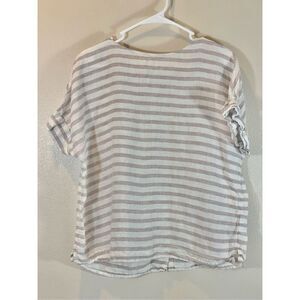 Sigrid Olsen 100% Linen Cap Sleeve Striped Lightweight Top Women's Large